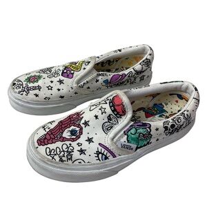 Vans U Color Slip On Tattoo Style Doodle Design Size 13.5